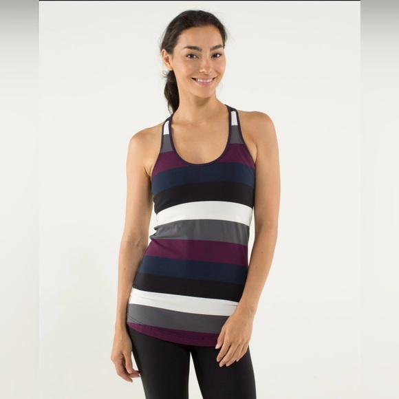 Lululemon Cool Racerback Tank Top - Striped Angel Wings - Hyper Plum - Picture 2 of 5